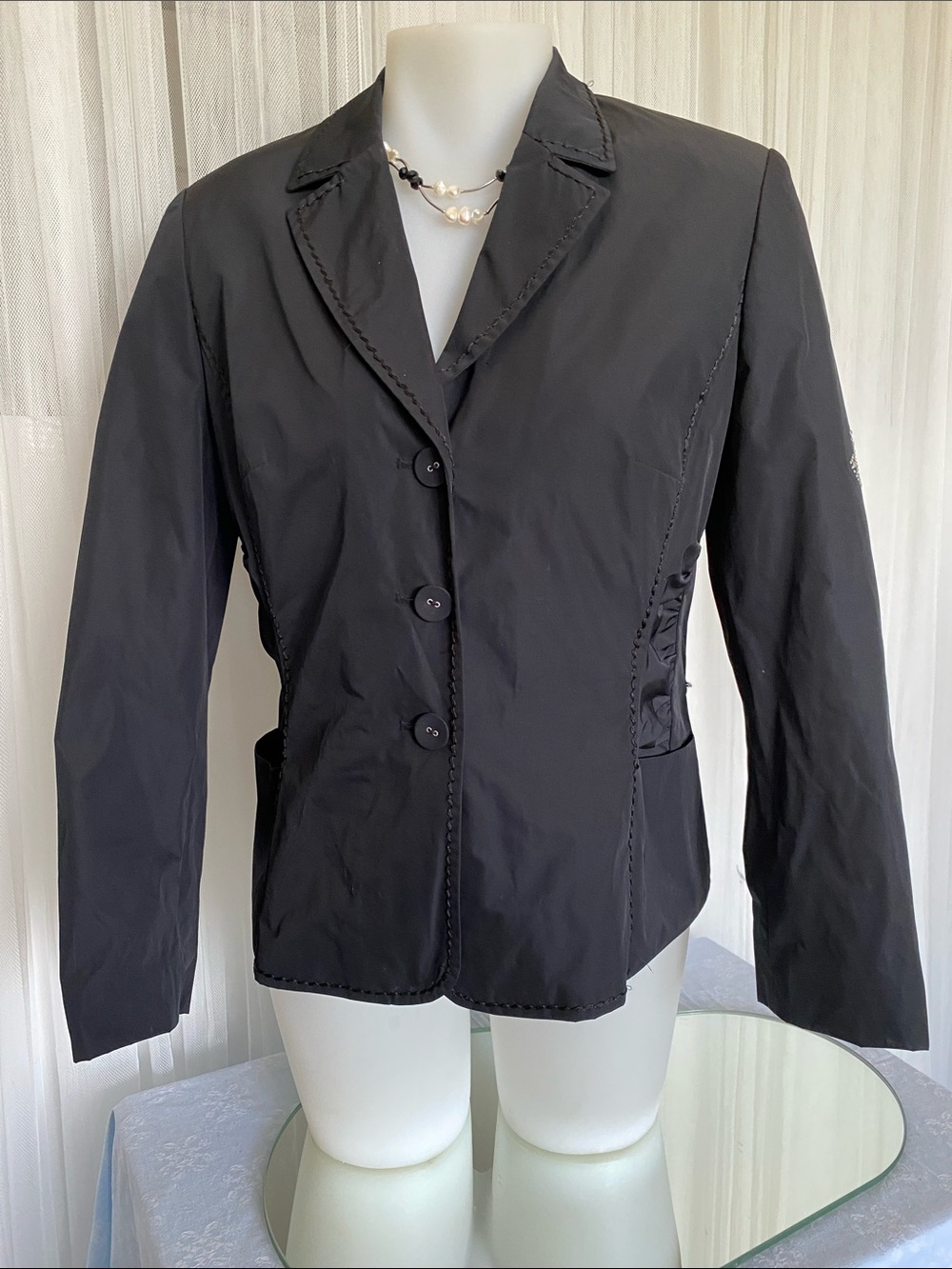 Taifun German Brand Women’s Black Tailored Button-Front Blazer Size 8